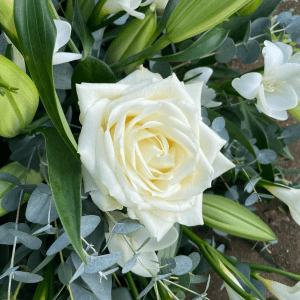 Budleigh funeral flower arrangement 